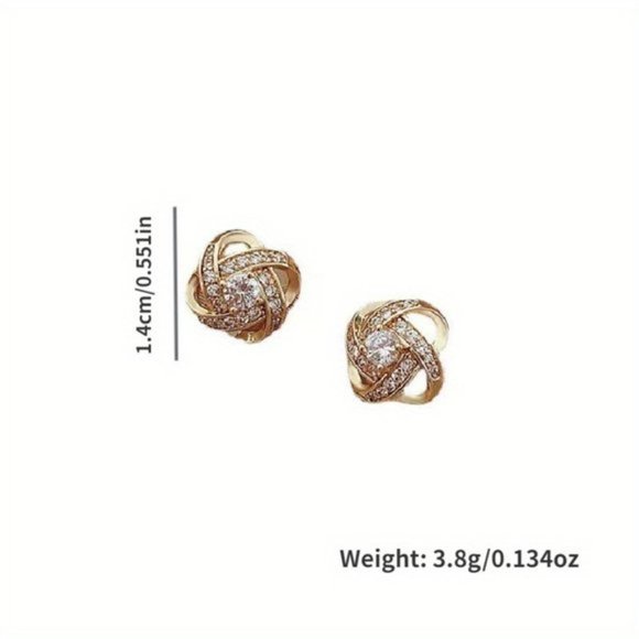 Sparkling Knot Stud Earrings: Elegant Glamour for Any Occasion - Picture 2 of 6